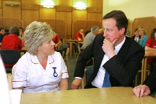 Prime Minister David Cameron on a visit to the Ulster Hospital.